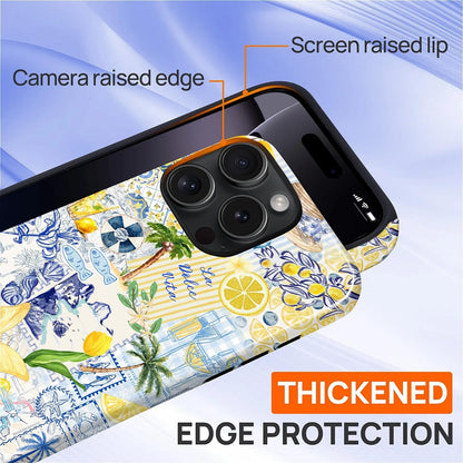 Case Designed for iPhone 17, Hybrid 2-Layer Case, Military-Grade Protection Durable Shockproof Anti-Scratch Phone Case, Lemon Summer Collage