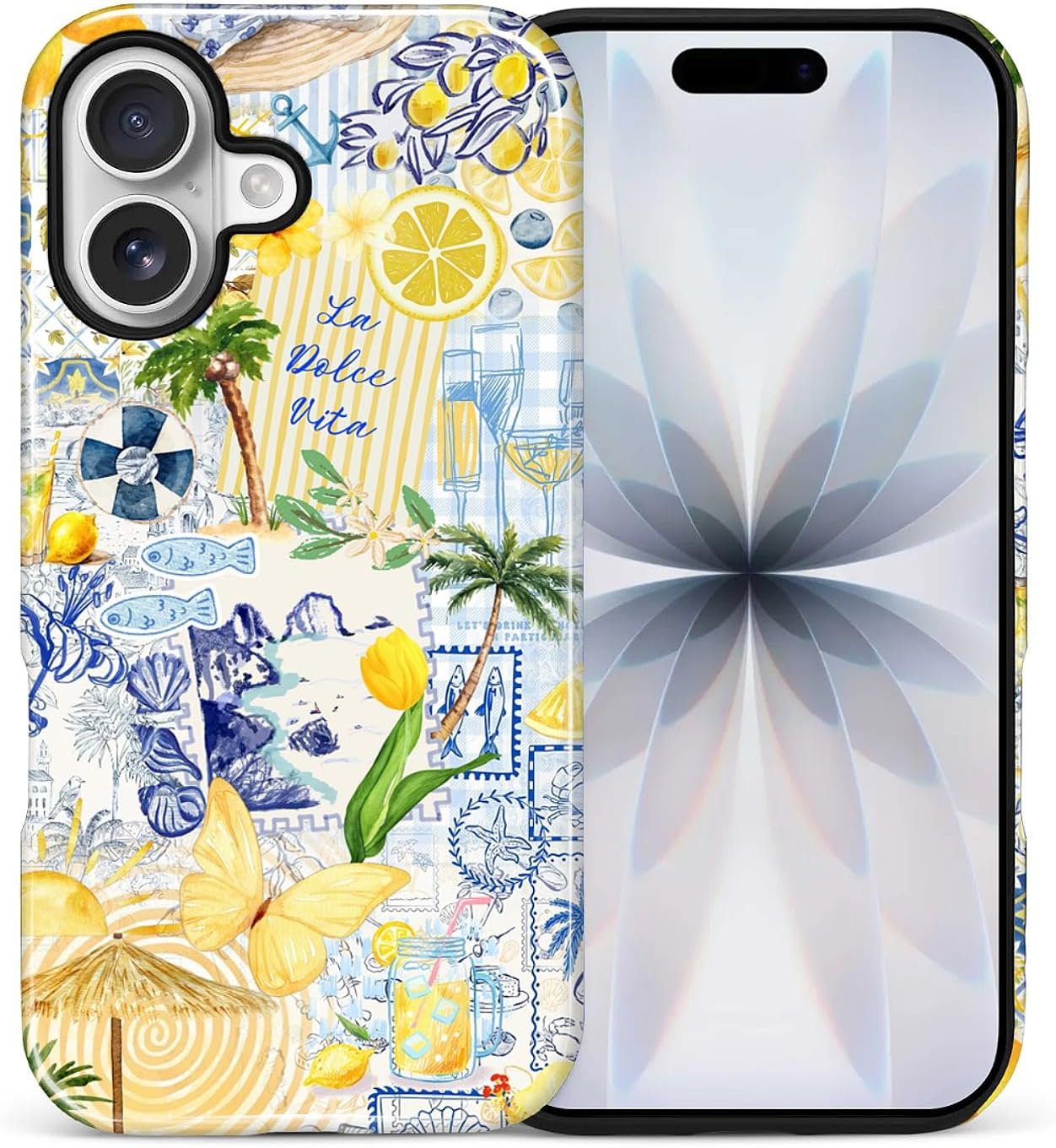 Case Designed for iPhone 17, Hybrid 2-Layer Case, Military-Grade Protection Durable Shockproof Anti-Scratch Phone Case, Lemon Summer Collage
