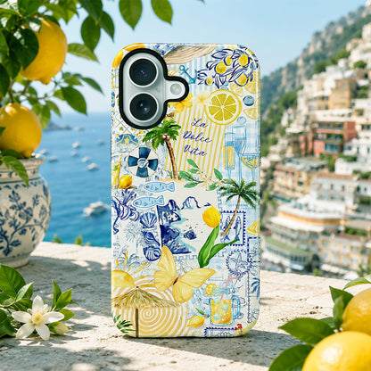 Case Designed for iPhone 17, Hybrid 2-Layer Case, Military-Grade Protection Durable Shockproof Anti-Scratch Phone Case, Lemon Summer Collage