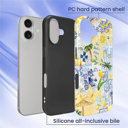 Case Designed for iPhone 17, Hybrid 2-Layer Case, Military-Grade Protection Durable Shockproof Anti-Scratch Phone Case, Lemon Summer Collage