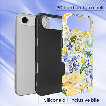 Case Designed for iPhone 17, Hybrid 2-Layer Case, Military-Grade Protection Durable Shockproof Anti-Scratch Phone Case, Lemon Summer Collage