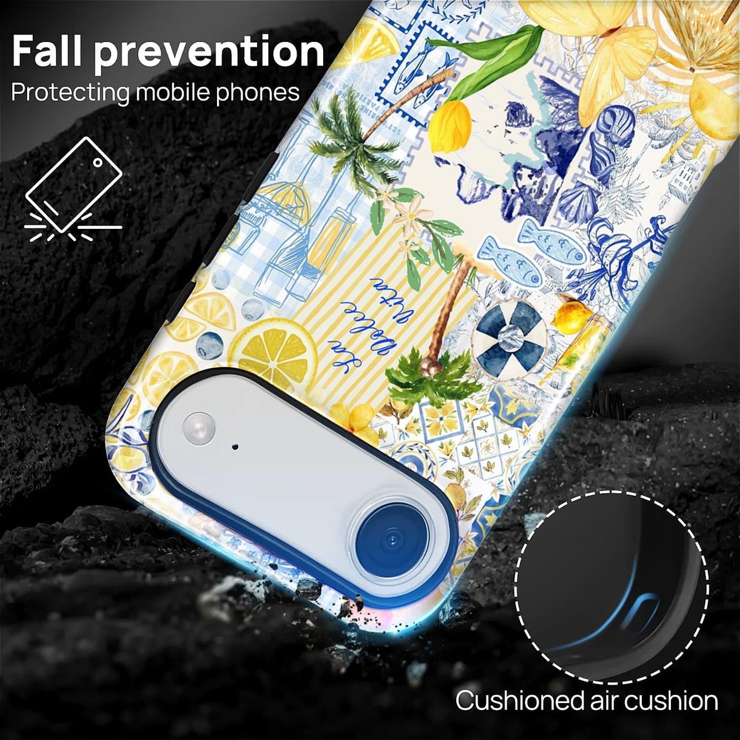 Case Designed for iPhone 17, Hybrid 2-Layer Case, Military-Grade Protection Durable Shockproof Anti-Scratch Phone Case, Lemon Summer Collage