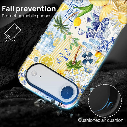 Case Designed for iPhone 17, Hybrid 2-Layer Case, Military-Grade Protection Durable Shockproof Anti-Scratch Phone Case, Lemon Summer Collage