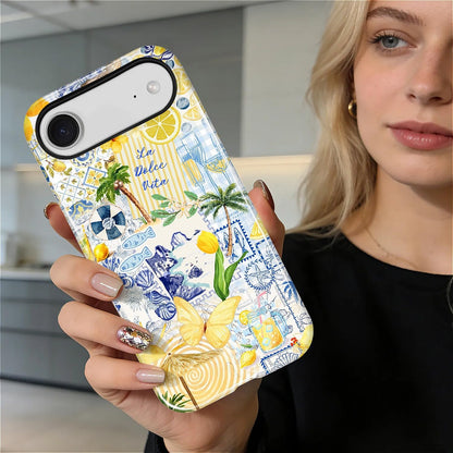 Case Designed for iPhone 17, Hybrid 2-Layer Case, Military-Grade Protection Durable Shockproof Anti-Scratch Phone Case, Lemon Summer Collage