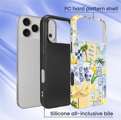 Case Designed for iPhone 17, Hybrid 2-Layer Case, Military-Grade Protection Durable Shockproof Anti-Scratch Phone Case, Lemon Summer Collage