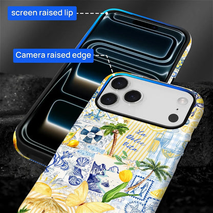 Case Designed for iPhone 17, Hybrid 2-Layer Case, Military-Grade Protection Durable Shockproof Anti-Scratch Phone Case, Lemon Summer Collage