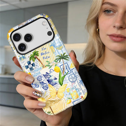 Case Designed for iPhone 17, Hybrid 2-Layer Case, Military-Grade Protection Durable Shockproof Anti-Scratch Phone Case, Lemon Summer Collage