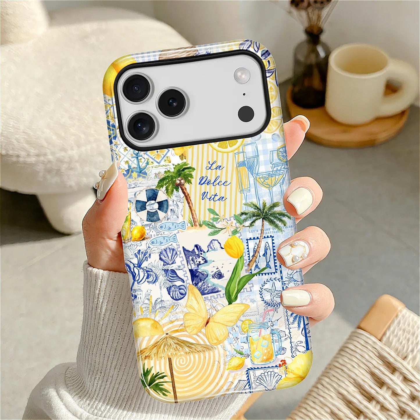 Case Designed for iPhone 17, Hybrid 2-Layer Case, Military-Grade Protection Durable Shockproof Anti-Scratch Phone Case, Lemon Summer Collage