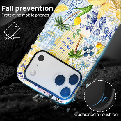 Case Designed for iPhone 17, Hybrid 2-Layer Case, Military-Grade Protection Durable Shockproof Anti-Scratch Phone Case, Lemon Summer Collage