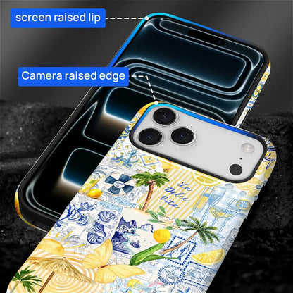 Case Designed for iPhone 17, Hybrid 2-Layer Case, Military-Grade Protection Durable Shockproof Anti-Scratch Phone Case, Lemon Summer Collage