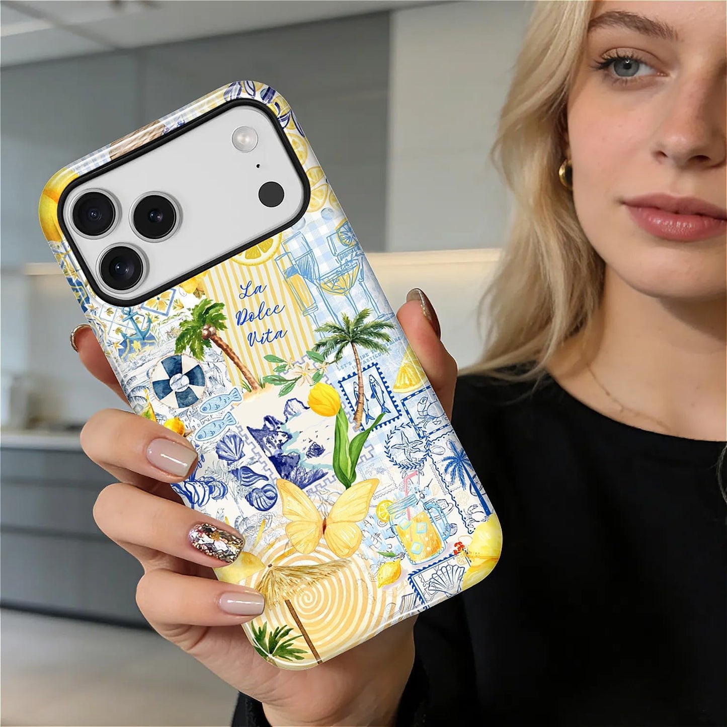 Case Designed for iPhone 17, Hybrid 2-Layer Case, Military-Grade Protection Durable Shockproof Anti-Scratch Phone Case, Lemon Summer Collage