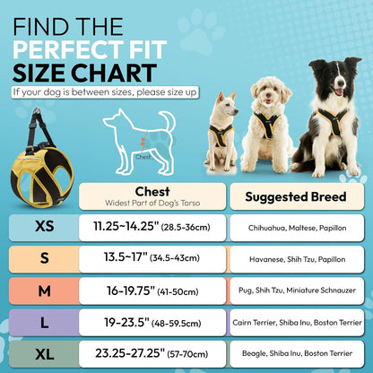 Escape Free Easy Fit X Step-in Dog Harness, Miami Yellow, X-Large | Patented escape-free, tightens on back-out; Choke-free X-frame + V-neck; Quick-release buckle; Reflective trim