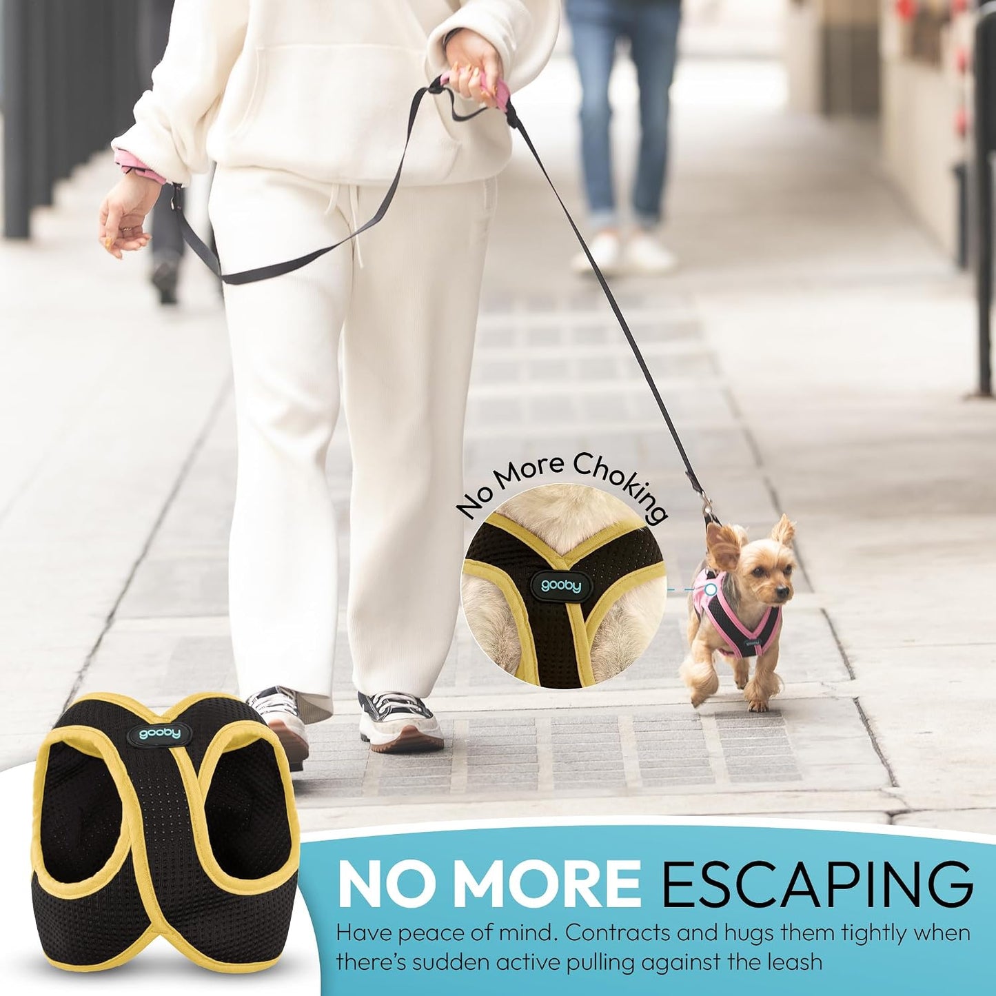 Escape Free Easy Fit X Step-in Dog Harness, Miami Yellow, X-Large | Patented escape-free, tightens on back-out; Choke-free X-frame + V-neck; Quick-release buckle; Reflective trim