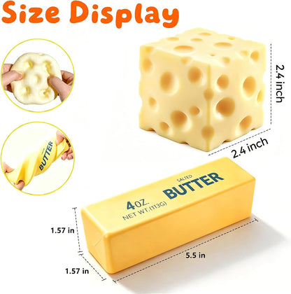 Yellow Squeeze Cheese Squishy - Squeeze Luck Cheese Squishy Skin Soft , Soft Novelty Slow Rising Sensory Cheese Stress & Anxiety Relief Fidget Toys (Yellow-Cheese & Butter, M(6cm))