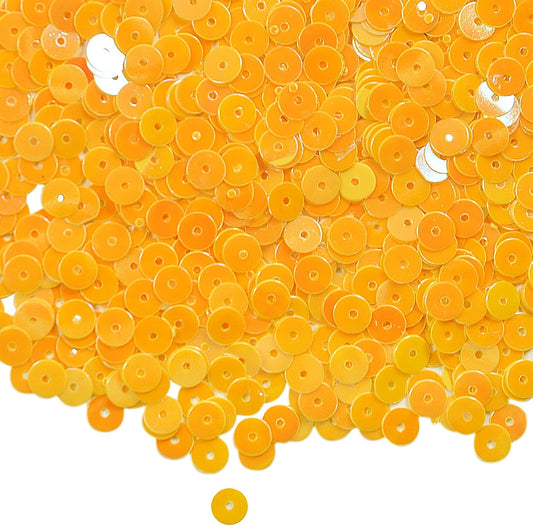 7200 Pcs Bulk Loose Sequins for Sewing, 6mm PVC Sequins and Spangles Yellow Flat Round for Crafting, Embroidery, Festival Costume Decoration
