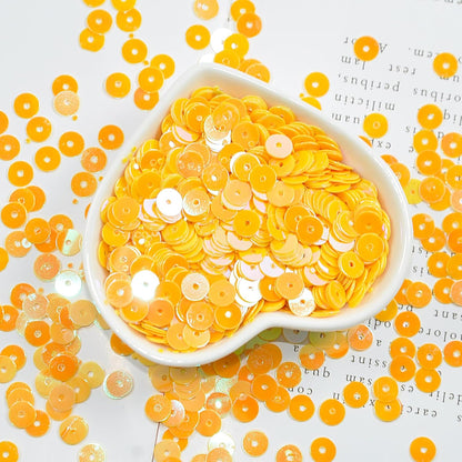 7200 Pcs Bulk Loose Sequins for Sewing, 6mm PVC Sequins and Spangles Yellow Flat Round for Crafting, Embroidery, Festival Costume Decoration