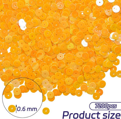 7200 Pcs Bulk Loose Sequins for Sewing, 6mm PVC Sequins and Spangles Yellow Flat Round for Crafting, Embroidery, Festival Costume Decoration