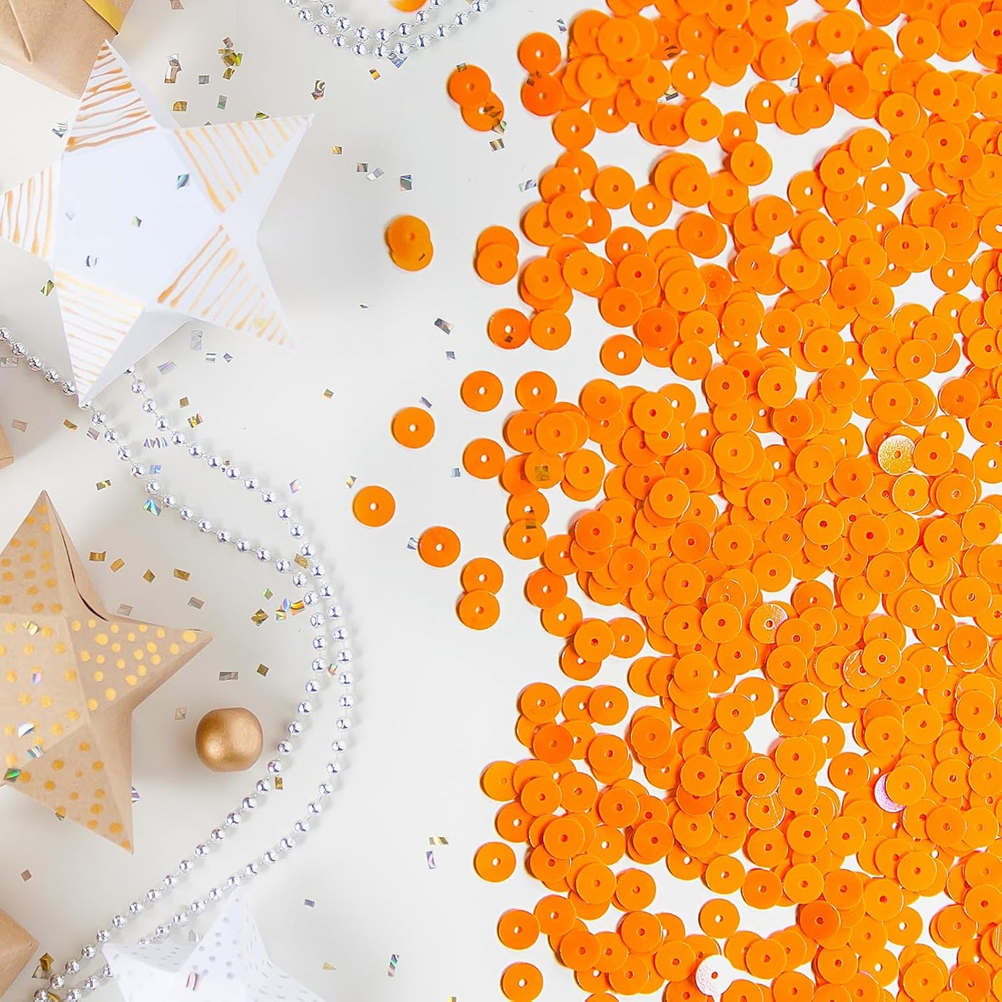 7200 Pcs Bulk Loose Sequins for Sewing, 6mm PVC Sequins and Spangles Yellow Flat Round for Crafting, Embroidery, Festival Costume Decoration