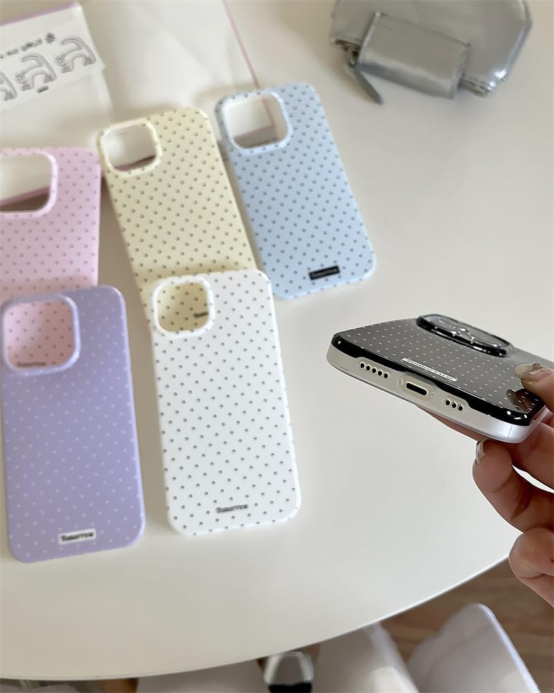 Compatible with iPhone 13/iPhone 14 Case with Cute Fashion Polka Dot Aesthetics Design Simple Cases for Soft TPU Slim Protection Cover-Lemon-Yellow