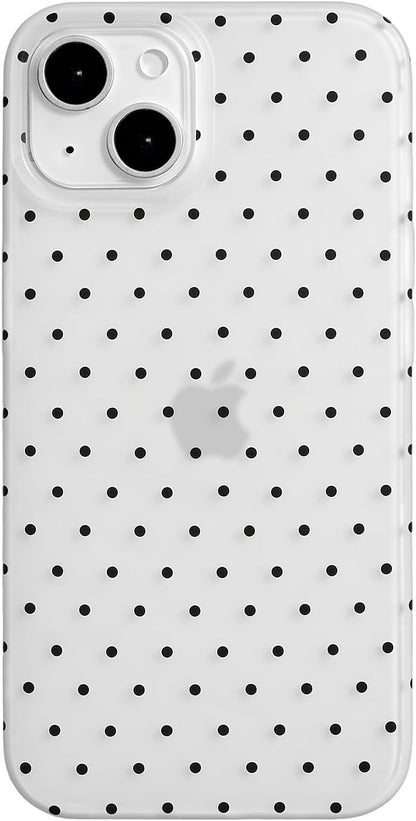Compatible with iPhone 13/iPhone 14 Case with Cute Fashion Polka Dot Aesthetics Design Simple Cases for Soft TPU Slim Protection Cover-Lemon-Yellow