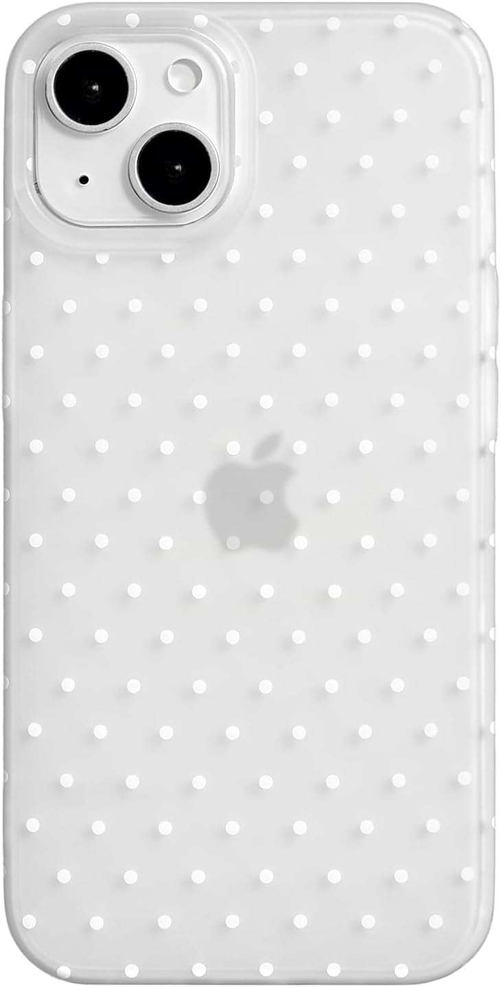 Compatible with iPhone 13/iPhone 14 Case with Cute Fashion Polka Dot Aesthetics Design Simple Cases for Soft TPU Slim Protection Cover-Lemon-Yellow