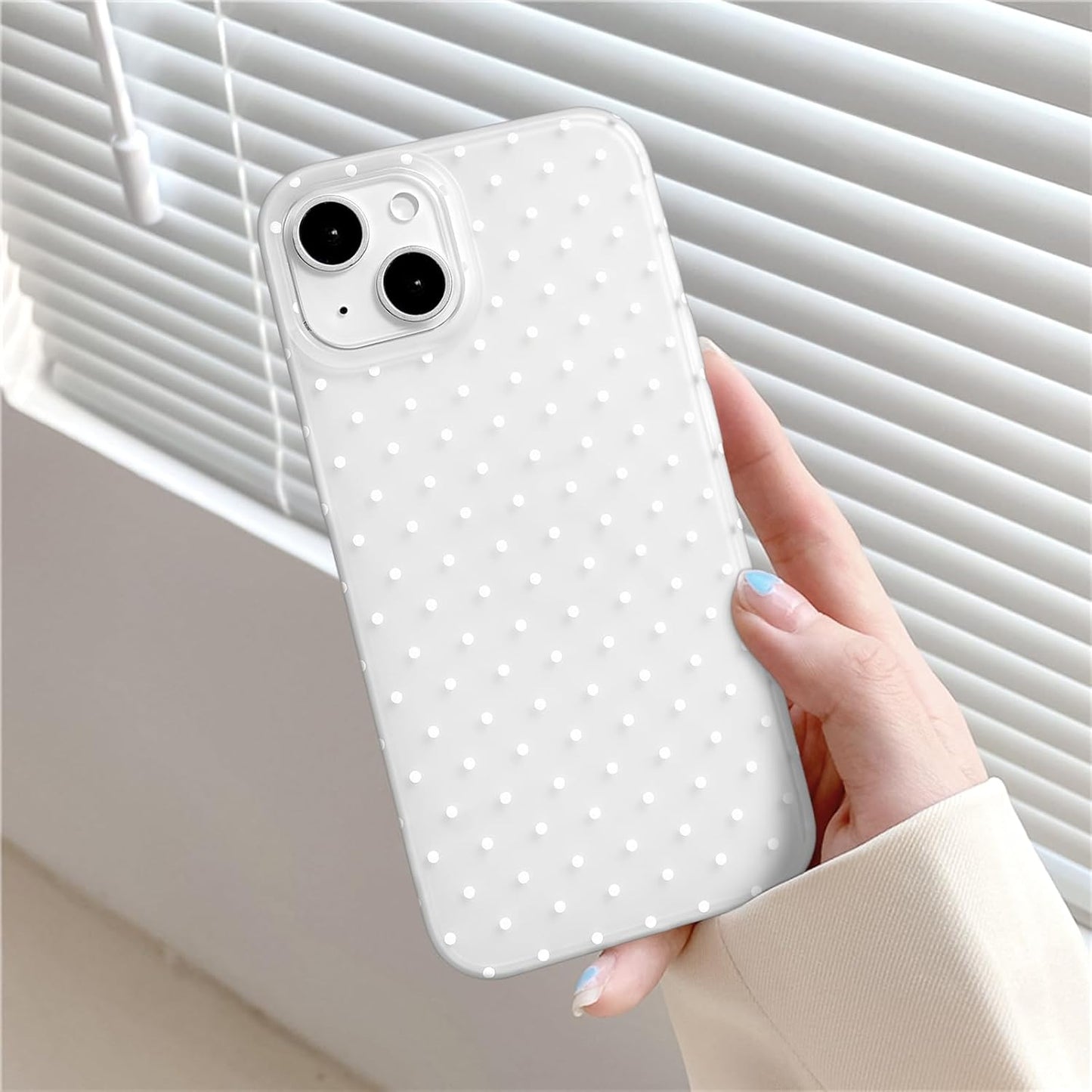 Compatible with iPhone 13/iPhone 14 Case with Cute Fashion Polka Dot Aesthetics Design Simple Cases for Soft TPU Slim Protection Cover-Lemon-Yellow