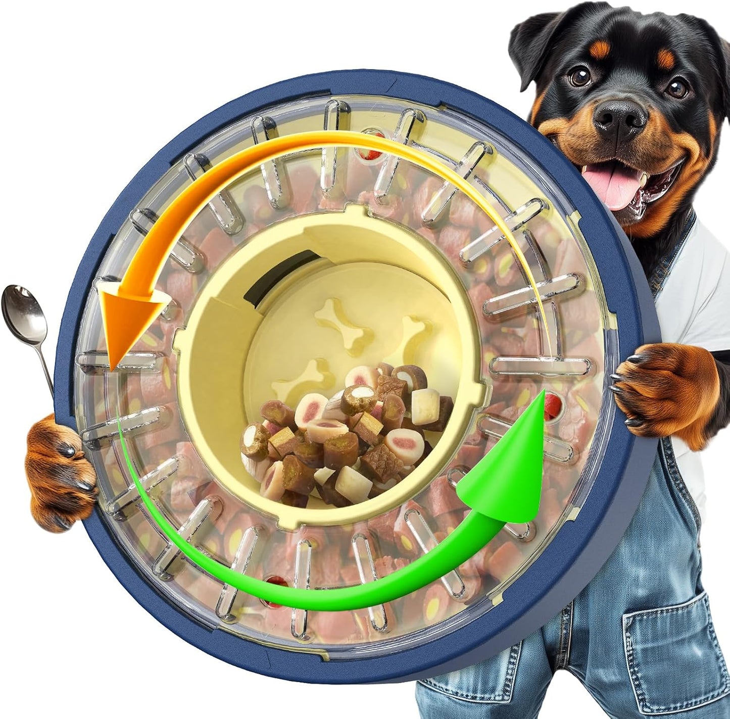 KADTC Adjustable 5-60 Min Slow Feeder Dog Bowl & Puzzle Feeder Anti-Gulping | 4-Cup Spinning Food Dispenser Turns Daily Meals Into Energy-Burning Enrichment, Eases Boredom, Builds Calmer Mealtime Rhythms