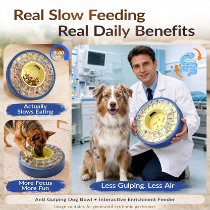 KADTC Adjustable 5-60 Min Slow Feeder Dog Bowl & Puzzle Feeder Anti-Gulping | 4-Cup Spinning Food Dispenser Turns Daily Meals Into Energy-Burning Enrichment, Eases Boredom, Builds Calmer Mealtime Rhythms