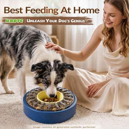 KADTC Adjustable 5-60 Min Slow Feeder Dog Bowl & Puzzle Feeder Anti-Gulping | 4-Cup Spinning Food Dispenser Turns Daily Meals Into Energy-Burning Enrichment, Eases Boredom, Builds Calmer Mealtime Rhythms