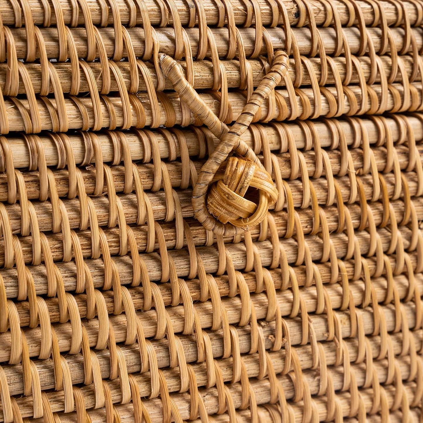 Rattan Square Tissue Box Cover- 5.7" x 5.7" x 5"-Decorative Woven Facial Tissue Holder with Hinged Top Lid- Facial Box for Home, Office,Bathrooms, Decoration (Yellow)