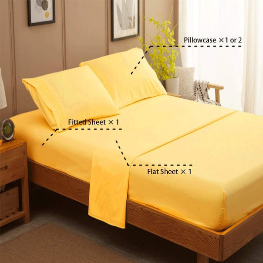 Bed Sheet Set Super Soft Microfiber 1800 Series Luxury Egyptian Sheets 16-Inch Deep Pocket，Wrinkle and Hypoallergenic-4 Piece (Yellow, Queen)