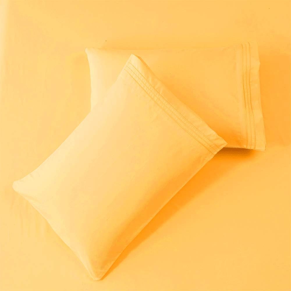 Bed Sheet Set Super Soft Microfiber 1800 Series Luxury Egyptian Sheets 16-Inch Deep Pocket，Wrinkle and Hypoallergenic-4 Piece (Yellow, Queen)