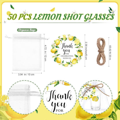 Funnymoom 50 Sets Lemon Party Favors for Guests Baby Shower Decorations with Acrylic Shot Glasses Lemon Theme Supplies for Summer Birthday Bridal Shower Gender Reveal Party