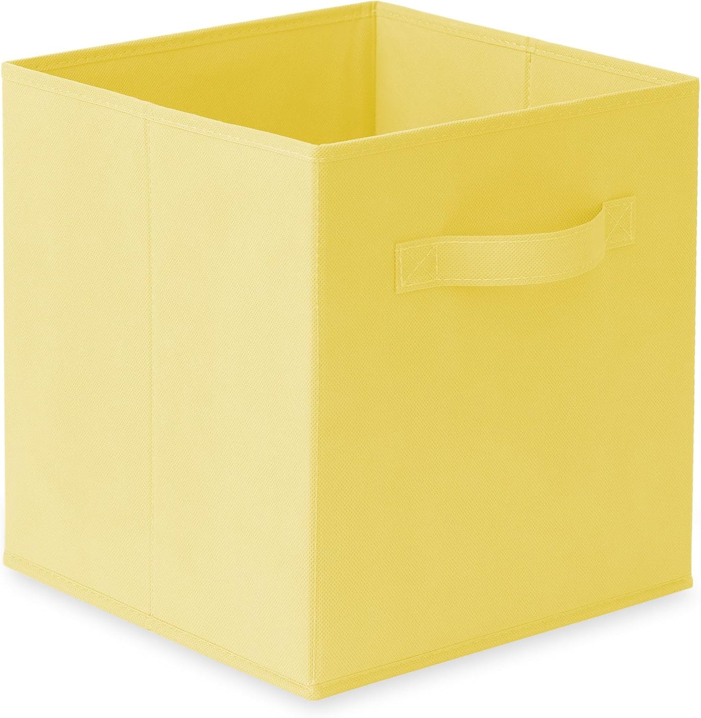 Set of 6 Collapsible Fabric Cube Storage Bins, Yellow - 11" Foldable Cloth Baskets for Shelves, Cubby Organizers & More