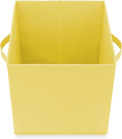Set of 6 Collapsible Fabric Cube Storage Bins, Yellow - 11" Foldable Cloth Baskets for Shelves, Cubby Organizers & More