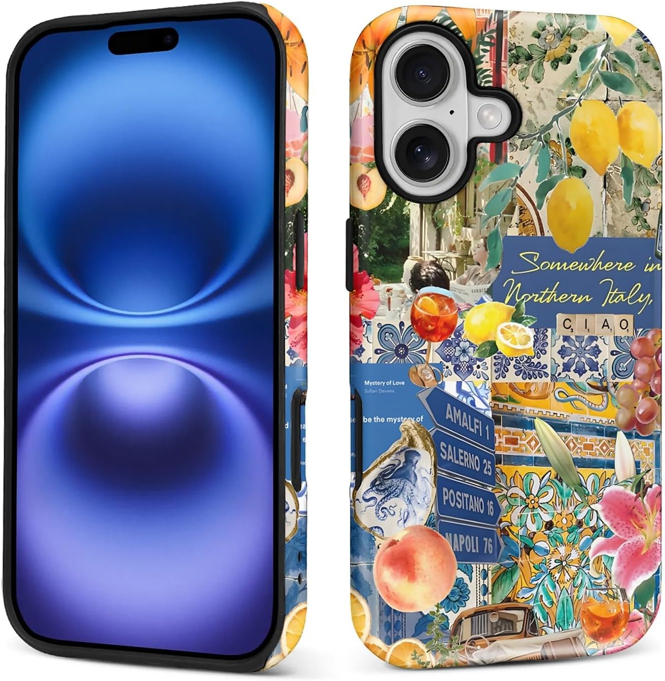 Case for iPhone 17,Drop Protection Hybrid 2-Layer Hard Phone Cover-Lemon Flower Collage