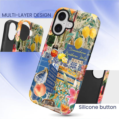 Case for iPhone 17,Drop Protection Hybrid 2-Layer Hard Phone Cover-Lemon Flower Collage