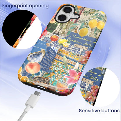 Case for iPhone 17,Drop Protection Hybrid 2-Layer Hard Phone Cover-Lemon Flower Collage
