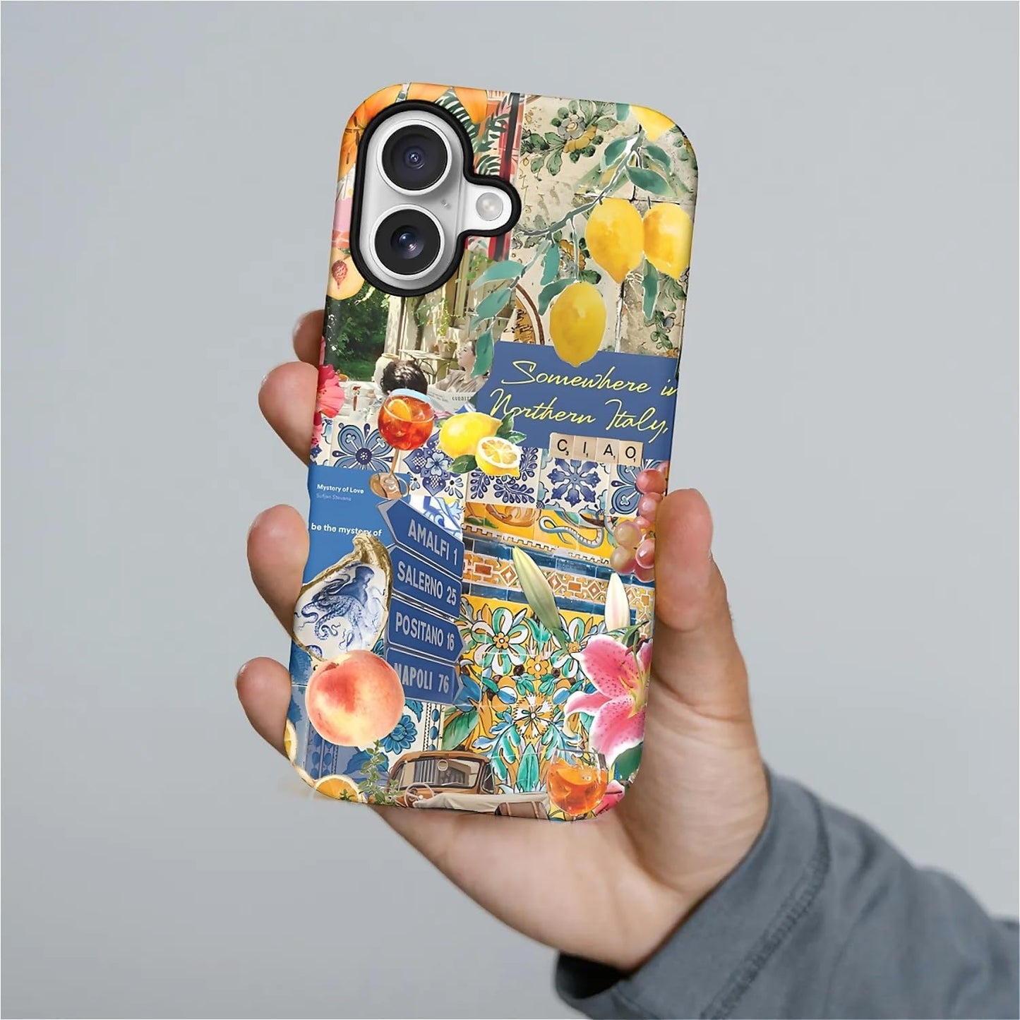 Case for iPhone 17,Drop Protection Hybrid 2-Layer Hard Phone Cover-Lemon Flower Collage