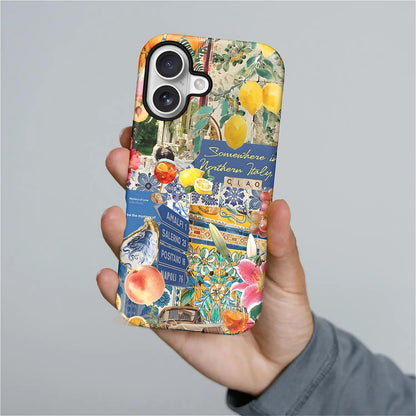 Case for iPhone 17,Drop Protection Hybrid 2-Layer Hard Phone Cover-Lemon Flower Collage