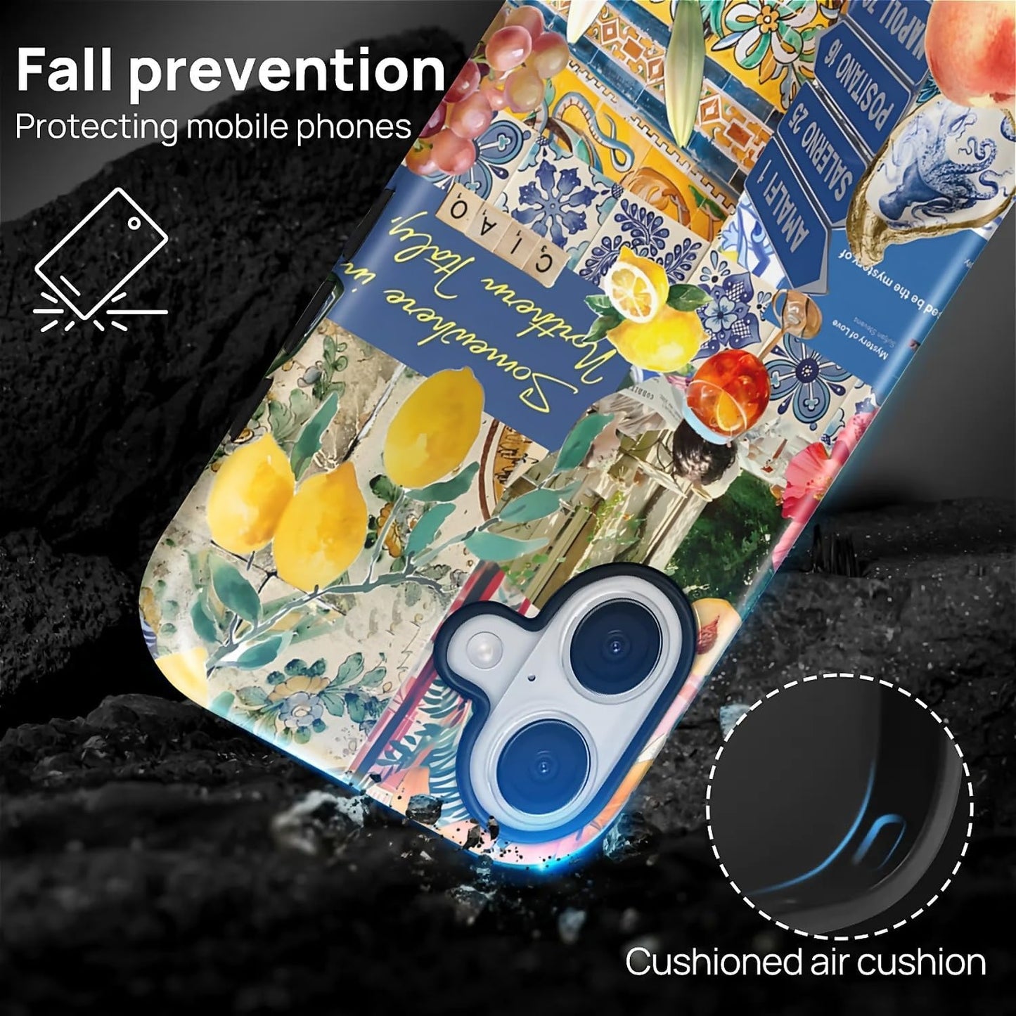 Case for iPhone 17,Drop Protection Hybrid 2-Layer Hard Phone Cover-Lemon Flower Collage