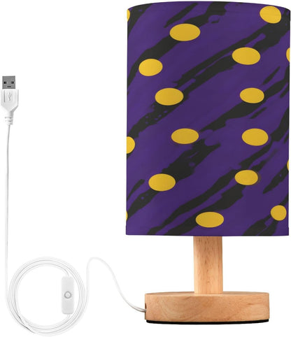 Night Stand Light Lamp Yellow Polka Dot Pattern Bedside Table Lamp with USB Port for Living Room Office Dorm