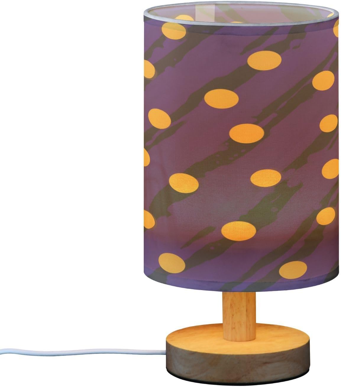 Night Stand Light Lamp Yellow Polka Dot Pattern Bedside Table Lamp with USB Port for Living Room Office Dorm
