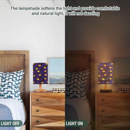 Night Stand Light Lamp Yellow Polka Dot Pattern Bedside Table Lamp with USB Port for Living Room Office Dorm