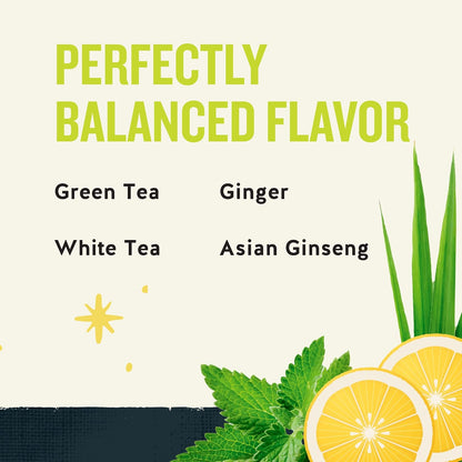 Honey Lemon Ginseng Green Tea, Caffeinated, 20 Tea Bags Box (Pack of 6)