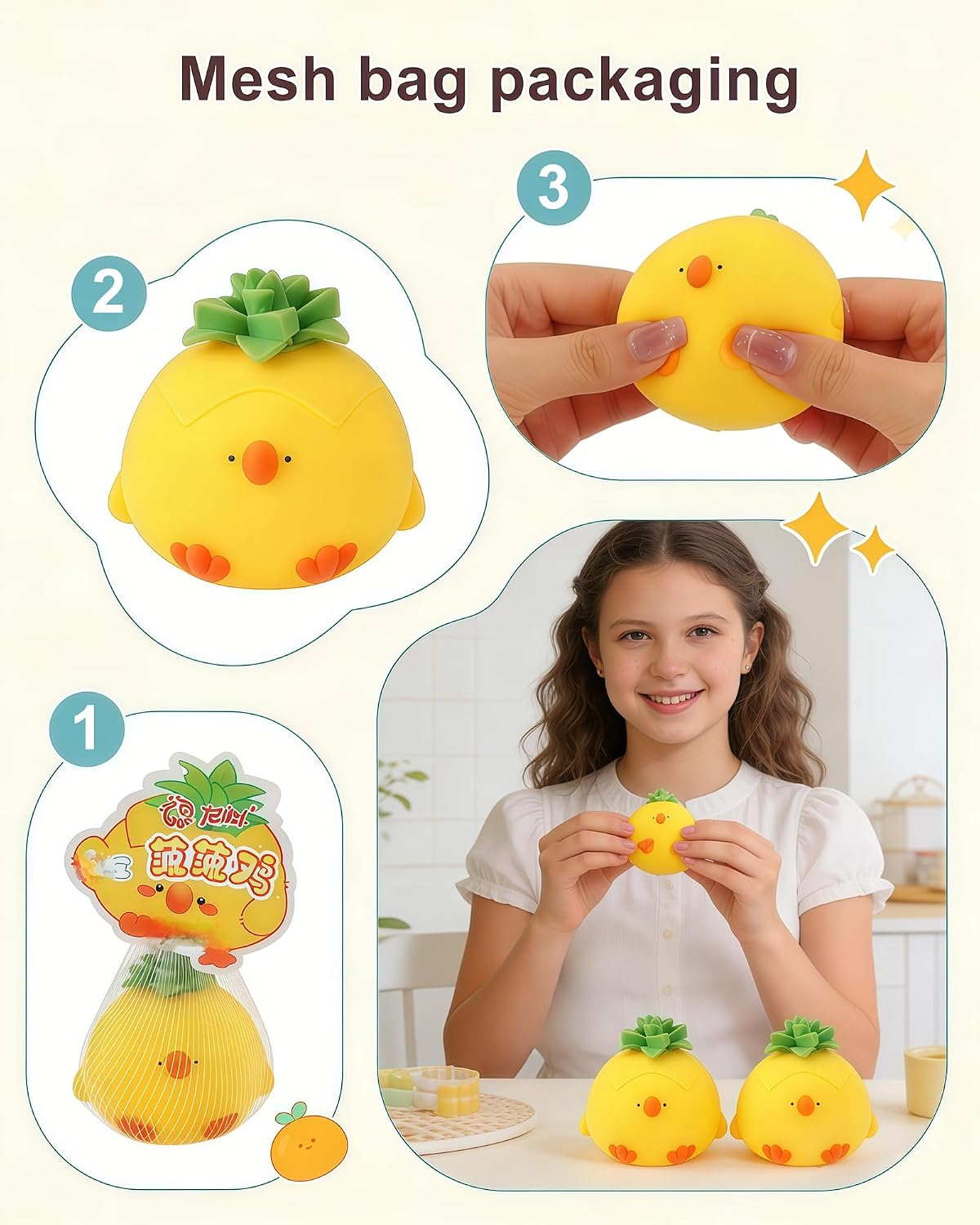 Big Taba Squishy Chick,Ultra-Soft Sensory Fidget Toy for Anxiety Relief, Focus & Calm | TPR Stress Toy for Adults, Kids, Teens, ADHD & Autism Support, Easter Basket fillers (Yellow)