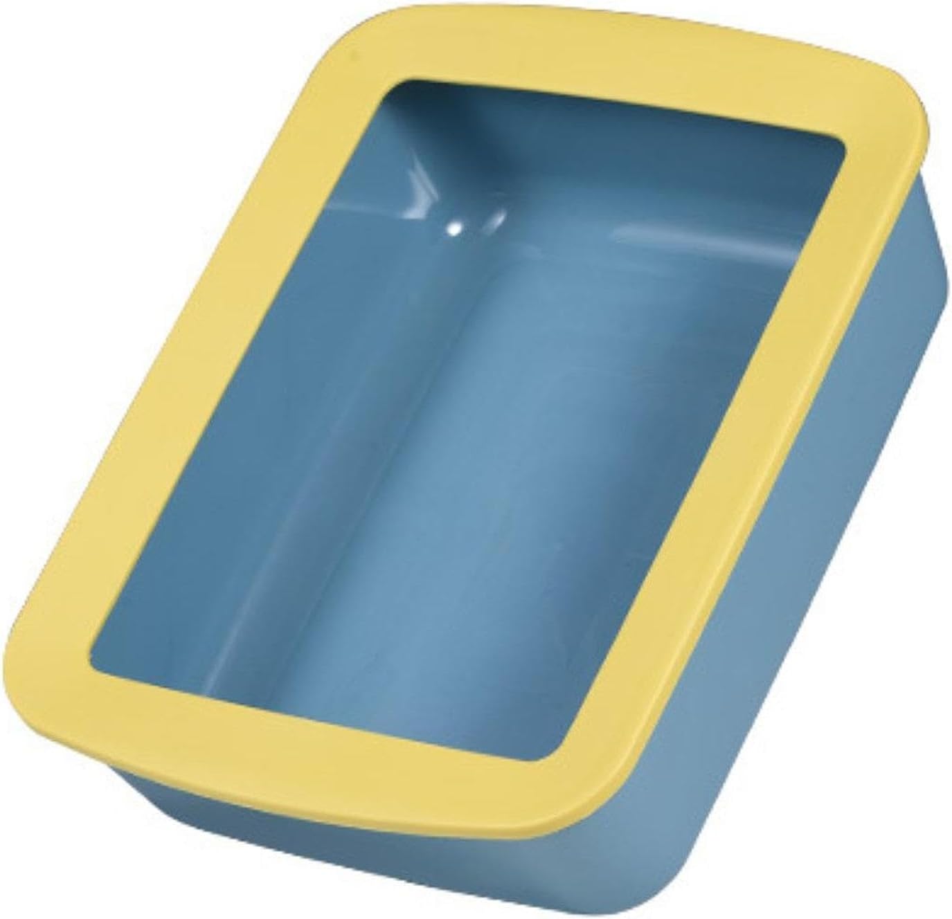 Cat Litter Tray Open Top Cat Toilet High Sided Box Sand Basin PP Material Secure Cleaning Suitable for Kittens Indoor Pets Animal Room, Blue Yellow