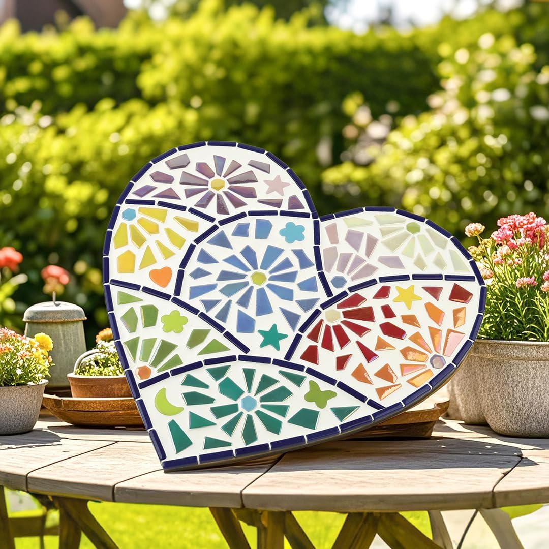 Iridescent Glass Mosaic Tiles for Crafts Bulk,200g Broken Mosaic Glass Pieces for DIY Home Garden Art Projects, Handmade Crafts & Decor