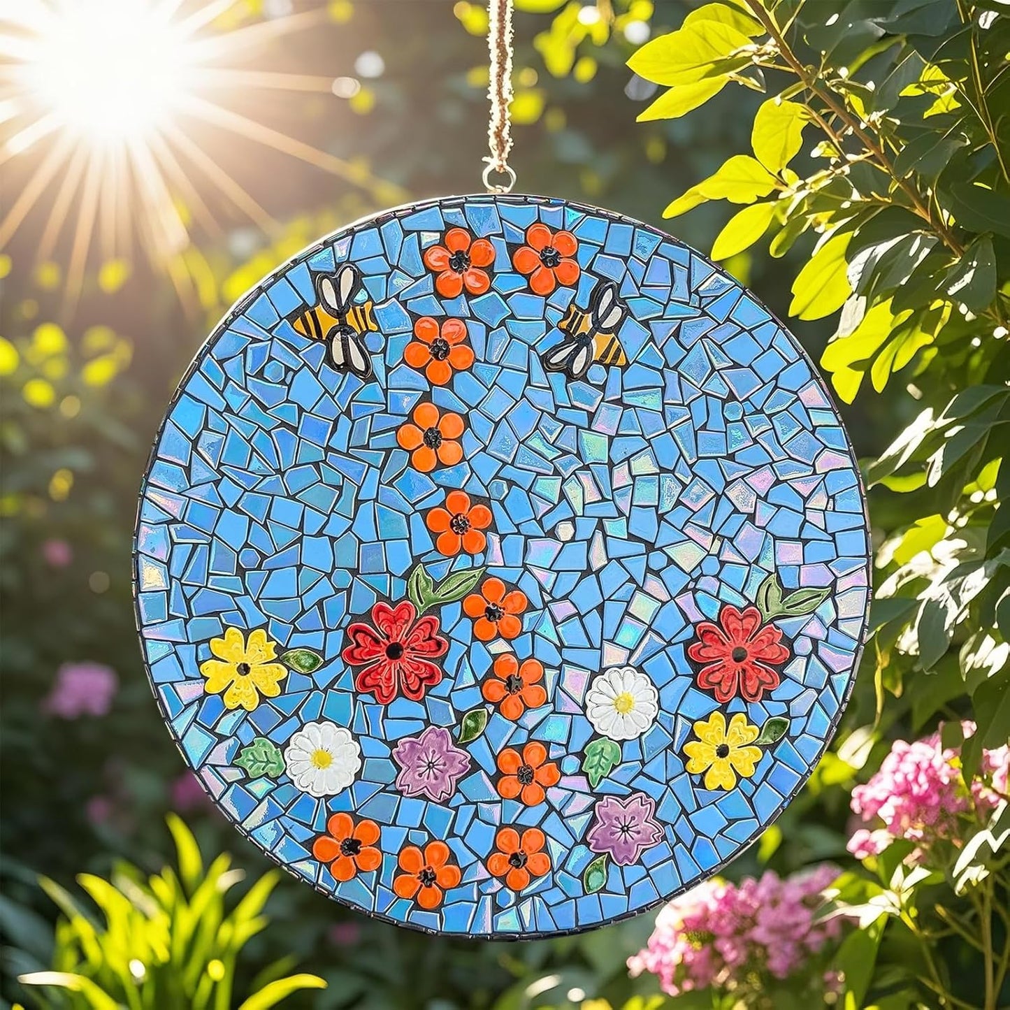 Iridescent Glass Mosaic Tiles for Crafts Bulk,200g Broken Mosaic Glass Pieces for DIY Home Garden Art Projects, Handmade Crafts & Decor