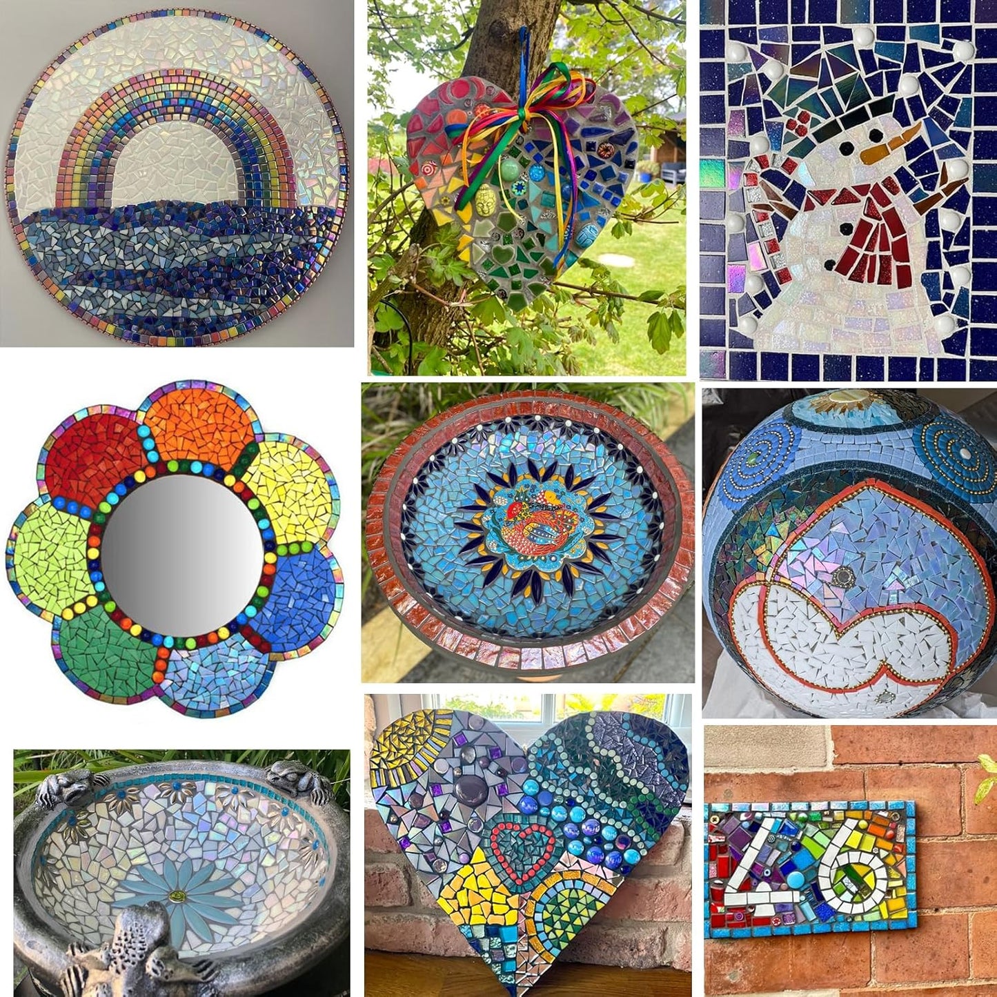 Iridescent Glass Mosaic Tiles for Crafts Bulk,200g Broken Mosaic Glass Pieces for DIY Home Garden Art Projects, Handmade Crafts & Decor